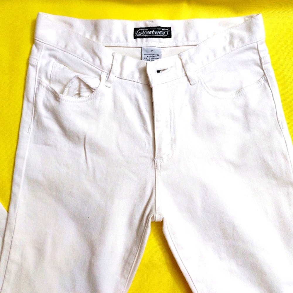 White Cotton Jeans Streetwear Size 7